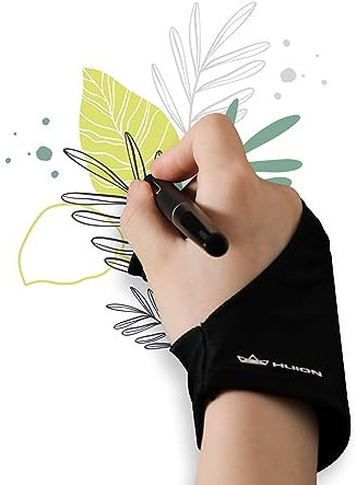 HUION New Elastisch Antifouling-Handschuh für Grafiktablett Graphics Tablet Pen-Monitor Drawing Tablet Light Box Papier-Skizzen, elastischer Lycra-Zwei-Finger-Kunsthandschuh für rechte und Linke Hand