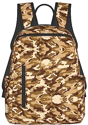 EVANEM Rosa Blumen Mode Schulter Rucksack - Leichter und bequemer Freizeitrucksack für Schule, Arbeit, Reisen, Braun (Tarnfarben), One size