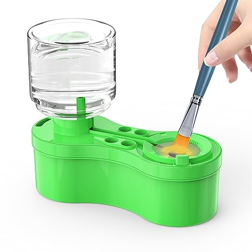 Goard Paint Brush Cleaner Watercolor Brush Rinser with Drain Cleaner Rinse Cup Paint Water Dispenser Oil Paint Brush Cleaner for Acrylic and Water Based Painting Craft Supplies Tools (Green)