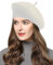 Joligiao Damen BaskenmüTze Klassische Barett Einfarbig Warm Beret Damen Kabel Stricken HäKelmüTze Retro Handgemacht Elegant Fleece GefüTtert,Weiß