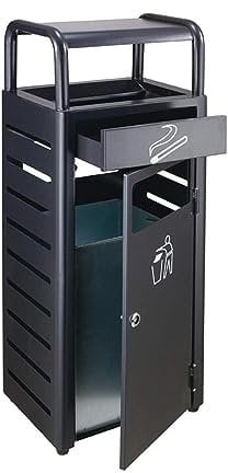 Poubelle Poubelle en acier inoxydable extérieure avec cendrier et poubelle à baril intérieur Poubelle verticale d'ascenseur de hall d'hôtel Disponible Pour Hôtel Jardin Extérieur ( Color : Black , Siz