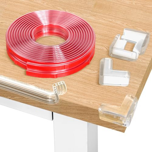 AiQInu Kantenschutz Selbstklebend 600cm, Kantenschutz Baby Gummi with 4 Eckenschutz, Tischkantenschutz Ecken, Kantenschutz Transparent