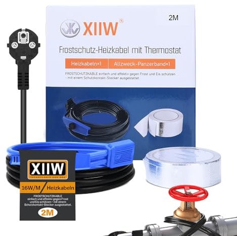 Cable calefactor de 2 m con termostato, 230 V, 16 W/M para tubería de agua, resistente al agua, cable calefactor para palmeras