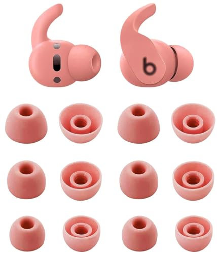 Rqker Eartips Compatible with Beats Fit Pro Earbuds & Studio Buds, S/M/L Sizes 6 Pairs Soft Silicone Replacement Tips Earbuds Eartips Compatible with Beats Studio Buds & Fit Pro, Coral Pink