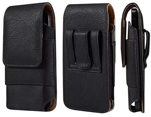 Mobile Phone Belt Bag Leather Men's Vertical Case for Mobile Phones, 6.9 Inch Smartphone Belt Clip Case Men's Leather Small Mobile Phone Case with Card Slot Waist Bag Mobile Phone Case with Belt Loop