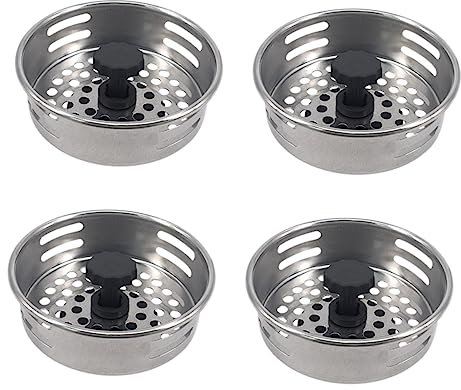 4 Stück Küchenspüle Sieb wasbecken spuelbecken Draino waschbecken Haarfänger abtropfen Lassen Bodenablauf draussen Haarempfänger Drainage Kanaldeckel a27 Filter Rostfreier Stahl