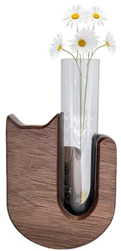 Auto-Vasen-Entlüftungsclip, Auto-Ventil-Blumenvase Walnussholz Wasser Pflanzen katemarme Autoblume Vase einzigartige dekorative DIY-Auto-Vase-Autozubehör