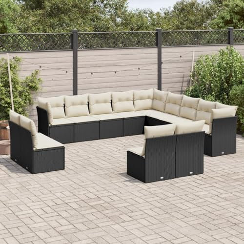 Festnight Gartenlounge Outdoor XXL mit Stauraum Rattan Garten Loungemöbel Set Groß Ecklounge Garten Lounge Sofa Polyrattan Gartensofa Terrassenmöbel Ecksofa Terrasse Gartenmöbel