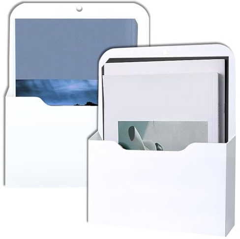 Magnetic File Holder - 2 Pack Magnetic Paper Holder for Refrigerator & File Cabinets - Office Supplies Storage A4 Papers & Letters - White