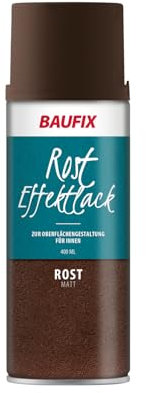 Baufix Sprüh und Effektlack, Rost-Effektlack rostfarben, matt, 400 ml, DIY Lack, Dekorieren von Glas Metall und Holz