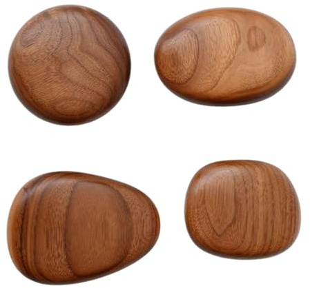 perfk 4X Ganci in Legno da Parete Ganci in Legno per Cappotti Ganci da Parete rustici Moderni Pomelli in Legno per armadietti per Borse, Sciarpe, Bagno,