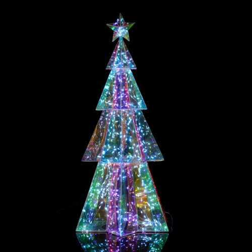 ID FOR YOU - Árbol de Navidad luminoso LED holograma hexagonal 60 cm – Árbol iluminado moderno para decoración interior y exterior – BSDC150-60 cm