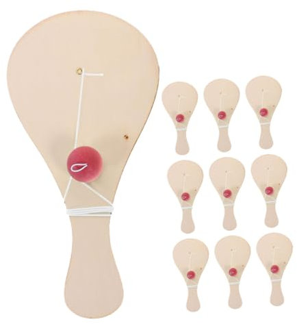 UPKOCH 10 Piezas Manualidades Infantiles Con Raqueta. Palas y Pelota Para Niños Pelota De Paleta De Bricolaje Paleta Con Pelota Unida Juego De Paleta Los Niños Reman Madera Beige