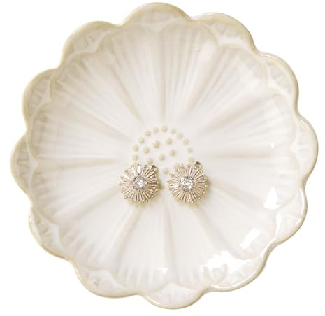 JAMEND CLXP Soporte para anillos de loto, bandeja pequeña para ceniceros de interior, plato de postre de cerámica, soporte para joyas, organizador de collares, aretes para padres, amigos, hermana,
