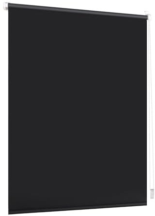 Sekey Verdunklungsrollo ohne Bohren Klemmfix Doppelseitig gleichfarbig Freihängendes Seitenzugrollo effektiver Sonnenschutz und Sichtschutz Rollo Verdunkelung 45x130cm Schwarz