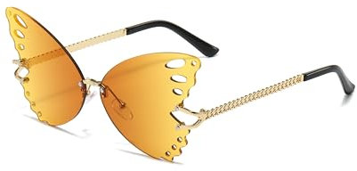 WDZAYXC Sonnenbrille in Schmetterlingsform für Damen, Stylische Sonnenbrille mit schützenden Gläsern für modische damen(Tee orange)