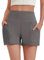 PINSPARK Sport Shorts Damen Hohe Taille Sportshorts Laufshorts Kurze Jogginghose Weites Bein Schnelltrocknend Sommer Yoga Gym Shorts Trainingsshorts Wanderhose mit 2 Tasche Dunkelgrau S