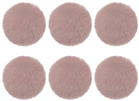 PATIKIL Kunstfell Bommel, Fellbommel 6 Stück Flauschige Pelz-Pompons mit elastischer Schlaufe für Schlüsselanhänger Strickmützen DIY Schals Handschuhe Tasche Weihnachten, Grau Pink