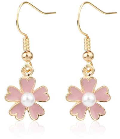 Boucles d'Oreilles Pendantes en Perles de Fleurs, Boucles d'Oreilles Pendantes en Fleurs de Cerisier Boucles d'Oreilles Pendantes Bohèmes Bijoux en Fleurs de Cerisier Cadeaux pour Femmes
