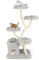 GOPLUS 165CM Arbre à Chat Design Incurvé, Arbre a Chats XXL avec Griffoir en Sisal, 4 Plates-Formes en Forme de Fleur, Grotte & Lit, 76 x 59 x 165cm (Gris)