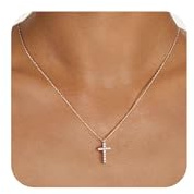 ESHIONER Kreuz Kette Damen Gold Silber Kreuzkette Kreuz Anhänger Halskette Layered Wasserfest Kette Kreuz Choker 18K Gold Vergoldet Damen Christlicher Schmuck Geschenke für Damen Frauen Mädchen
