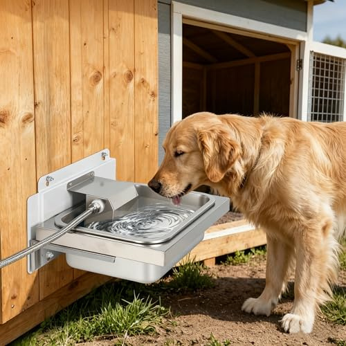 MUYIRTED 7,2L Automatische Pferdetränke Edelstahl, Kit de Schwimmer Tränkebecken, Abnehmbarer Wassernapf für Rinder Pferd Schafe Hunde, Solide und Leicht zu Reinigen, Wasserspender