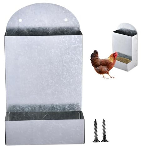 Chicken Grit and Oyster Shell Feeder | Grit Trough Feeder | Metal Automatic Portable Large Coop Accessories For Farm Outdoor Duck Chick Feeding