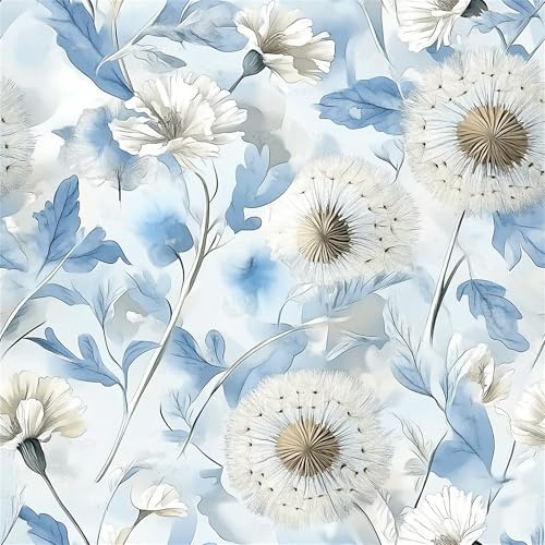 SOEWIOU Blue/White Floral Wallpaper,300 * 44.5cm Thicken Peel and Stick Wallpaper Floral Waterproof Wall Paper Self-Adhesive Contact Paper for Bedroom Living Room