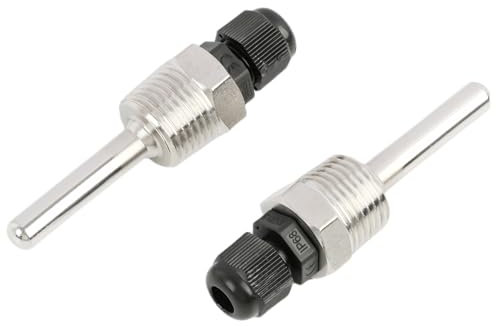 2 Stück Tauchhülse 1/2 Zoll, 50mm Edelstahl Tauchhülse G 1/2 Zoll Gewinde, Tauchschutzrohr für Temperaturfühler, 8 x 50mm Tauchhülsen für Thermoelemente, Schutzrohr für Temperatursensor