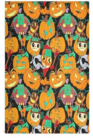 GAIREG Juego de 4 trapos de cocina de Halloween con calabazas naranjas, 28 x 18 pulgadas, toallas de cocina decorativas para hornear