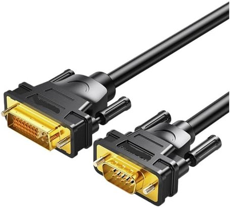 OMTUWORZ Cable Dvi a VGA, Cable for Monitor de computadora, Pantalla de Enlace de chasis de Escritorio, Interfaz de Tarjeta gráfica dvi-d(DVI 24 5 to VGA Cable,1 Meter)