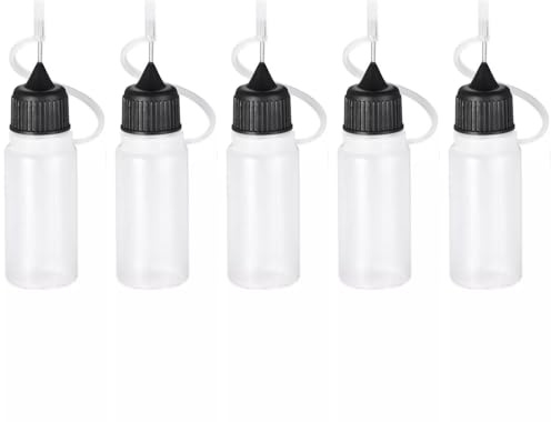 Wizard Vapes 5 x Empty Plastic Squeezable Liquid Dropper Filling Bottles E-Juice Quiling Oil Needle Tip LDPE (Black, 10ml)