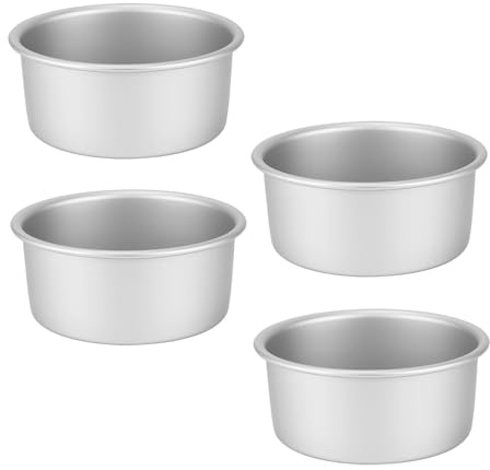 Auddemg 4 Pezzi Mini tortiere rotonde da Ø 12,7 cm, Teglia da forno per torte in alluminio anodizzato con fondo rimovibile, per cheesecake, torte e quiche, Argento