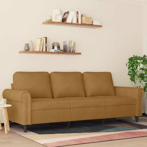 Runheo 3-Sitzer-Sofa, 180 cm Samt Braun, Metallgestell, Bequeme Polsterung, für Wohnzimmer, modernes Design, robuste Couch für Zuhause