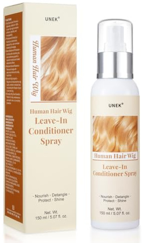 UNEK Leave-In Conditioner Spray für Echthaar-Perücken – Leichtes, feuchtigkeitsspendendes Spray gegen Frizz, für Glanz & Geschmeidigkeit aller Echthaarperücken, Extensions & Haarteile, 150ml