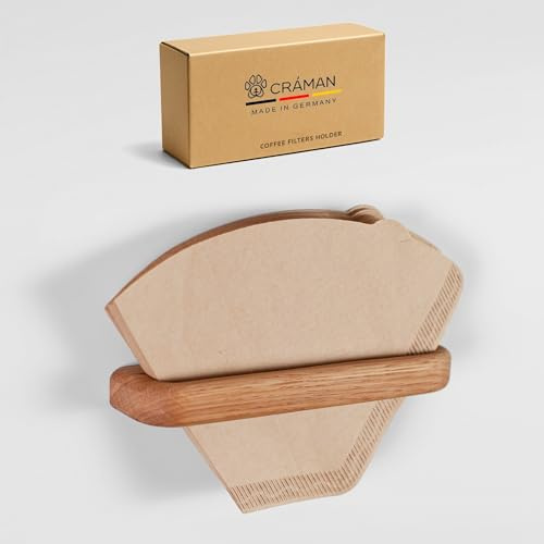 Craman Kaffeefilterhalter aus Massiv-Eiche, selbstklebend – Paper Filter Holder, Coffee Filter Storage Container, Küchen-Organizer zur Wandmontage ohne Bohren Germany