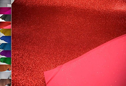 StoffBook MOOSGUMMI GLITZER METERWARE 2MM BASTELMATERIAL STOFF STOFFE, D003 (Rot)