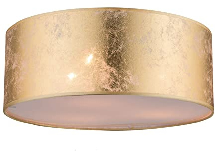 Globo Designer LED Deckenleuchte mit goldfarbigem Textil Lampenschirm Ø 40cm