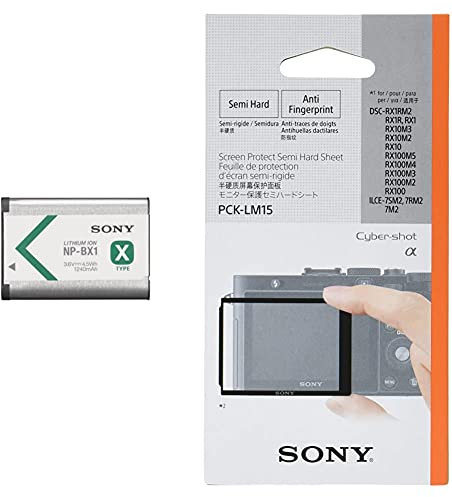 Sony NP-BX1 Li-Ion Akku (Typ X, 3,6V, 1240mAh) für Cyber-Shot & PCK-LM15 Robuste LCD-Schutzabdeckung für DSC-RX1/DSC-RX100