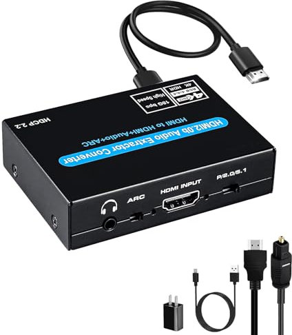 Ozvavzk HDMI Audio Extractor and HDMI ARC Audio Extractor 2 in 1,4K HDMI zu HDMI Konverter Optisch und L/R 3.5mm Stereo mit ARC Audio Extractor HDCP2.2 kompatibel für HDTV Blu-ray DVD Verstärker