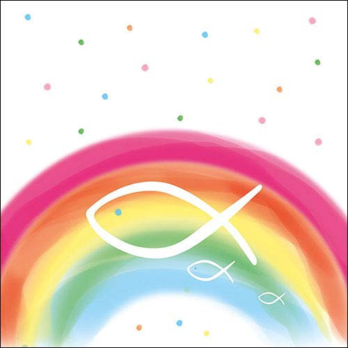 Ambiente - Luxury Paper Products Papierservietten - Servietten Cocktail/Party/ca. 25x25cm Rainbow White - First Communion - Kommunion und Konfirmation - Ideal Als Geschenk Und Tisch-Deko