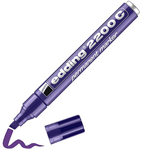 edding 2200 C permanent marker - magenta (purple) - 1 pen - chisel tip 1-5 mm - quick-drying permanent marker pen - waterproof, smudge-proof - for cardboard, plastic, wood, metal, fabric