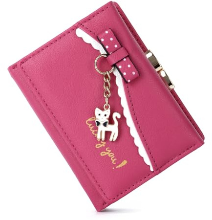 LUI SUI Frauen PU Leder Brieftasche Nette Katze Tier Kartenhalter Organizer Kleine Geldbörse Quaste Reißverschluss für Damen und Mädchen
