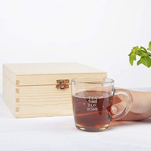 YourSurprise Caja de té de madera con nombre o mensaje - Caja de té de personalizada con grabado (con taza grabada)