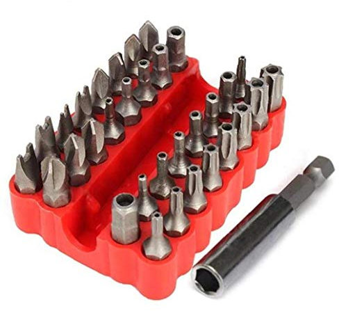 BYFRI 33pcs / Set Sicherheits-Tamper Proof Schraubendreher Bit Spanner Stern Bohranordnungshalterung Spanner Schraubendreher Stern Hex-Halter Rod Torx Hex Spanner