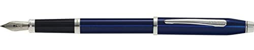 Cross Century II Füllfederhalter (F-Feder aus Edelstahl, Schreibfarbe schwarz, inkl. Premium Geschenkverpackung) durchscheinender blauer Lack mit chromplattierten Beschlägen