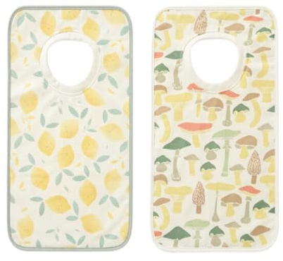 NOVAGO Lot de 2 Grands Bavoirs bébé et Maternelle évolutif 100% Coton Super Confort et Doux, col élastique Facile,Convient pour Les Enfants de 6 à 48 Mois Poche de Rangement (Lot 5)