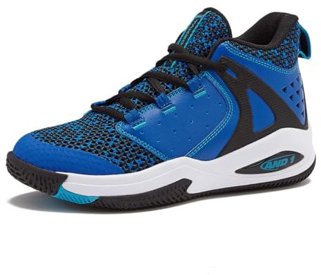 Hubbmx AND1 Takeoff 3.0 Jungen Basketballschuhe, Mid Top Coole Court Sneakers für Kinder, kleines Kind 1 bis großes Kind 7, Marineblau/Weiß