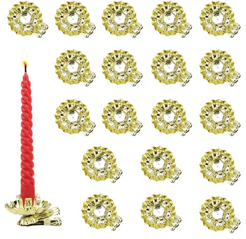 Brosay Kerzenhalter für Weihnachtsbaum, silberfarben, Kerzenhalter, Metall, Kerzenhalter, für Weihnachten, Geburtstag, Party, 20 Stück (Gold)