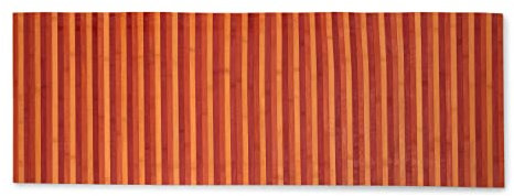 CosìCasa Bambusmatte – Vielseitiger Bambusteppich aus Bamboo als Badezimmer Matte, Badematte Holz oder Bad Läufer – die stilvolle Badematte Bambus als Bambus Deko (Rot - 50X350)